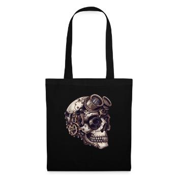 Crâne de zombie dieselpunk - Sac en tissu - noir - Devant