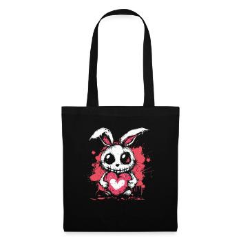 Mignon lapin effrayant - Sac en tissu - noir - Devant