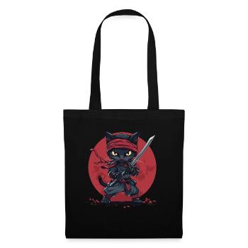 Ninja Katze - Stoffbeutel - Schwarz - Vorne