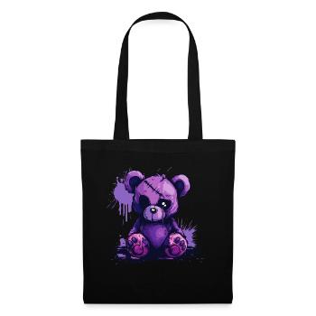 Ours en peluche effrayant mignon - Sac en tissu - noir - Devant