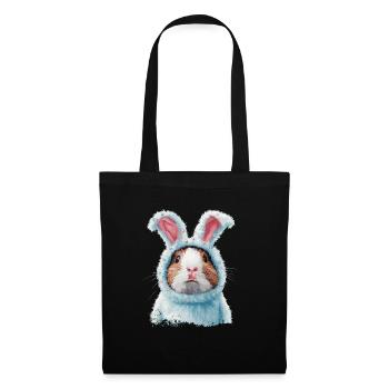 Cochon d’Inde en costume de lapin - Sac en tissu - noir - Devant