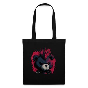 Ours en peluche punk mignon - Sac en tissu - noir - Devant