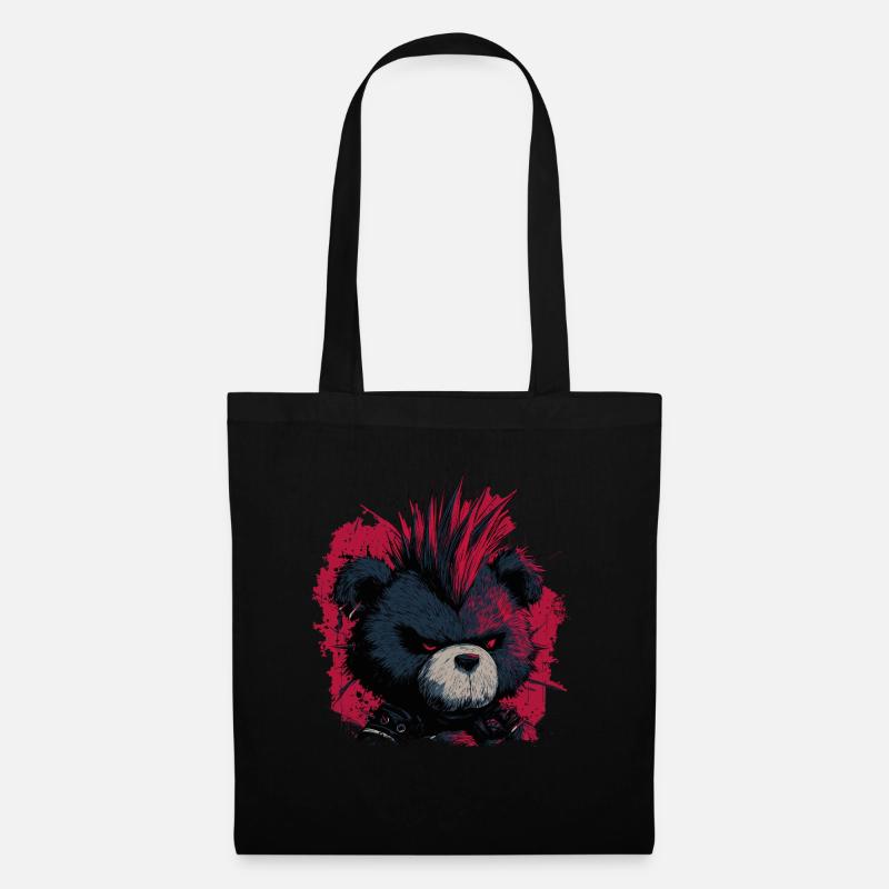 Niedlicher Punk Teddybär - Stoffbeutel - Schwarz