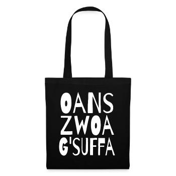 Oans, zwoa, g’suffa! - Stoffbeutel - Schwarz - Vorne