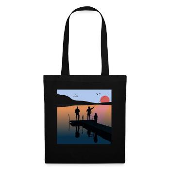 Fishing Lake Sunset Fish Sun Summer Adventure - Tote Bag - black - Front