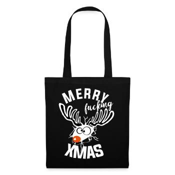 fucking xmas Weihnachten Rentier Lustig Hässlich - Stoffbeutel - Schwarz - Vorne