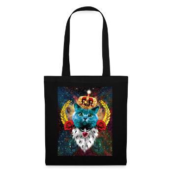 01 Blue Cat King Katze Queen Rosen - Stoffbeutel - Schwarz - Vorne