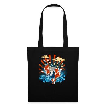 Poisson rouge carpe koi Japon - Sac en tissu - noir - Devant