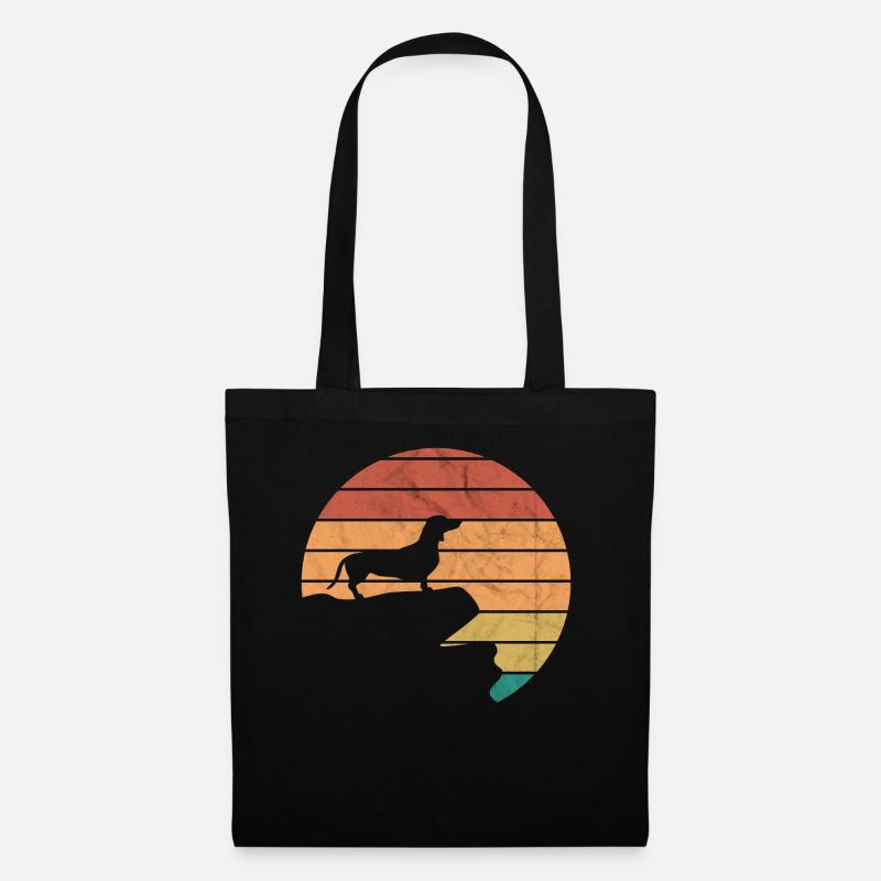 Teckel Dackel - Sac en tissu - noir