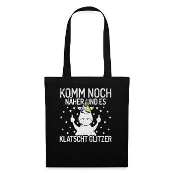 Mittelfinger Einhorn Sprüche Regenbogen - Stoffbeutel - Schwarz - Vorne