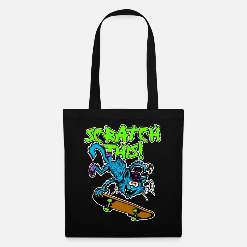 Scratch This! Punk Skater Cat - Tote Bag - black