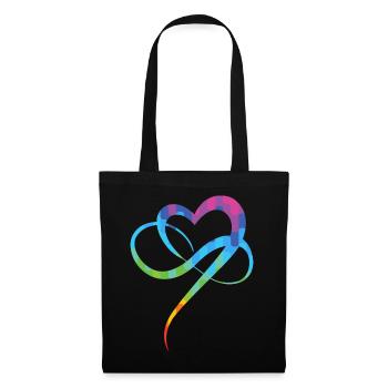 Poly Love Heart - Infinity Herz - Stoffbeutel - Schwarz - Vorne