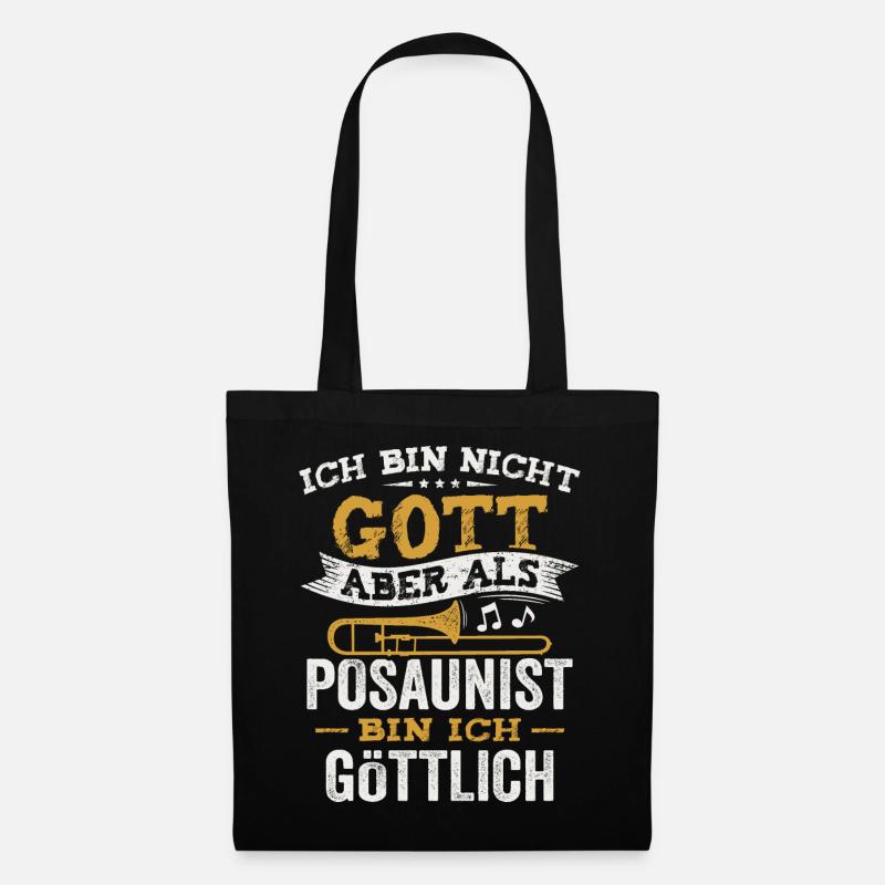 Als Posaunist bin ich göttlich Orchester Posaune - Stoffbeutel - Schwarz