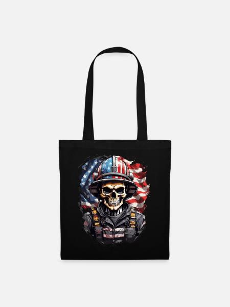 USA-Feuerwehrhelden Totenkopf - Stoffbeutel - Schwarz
