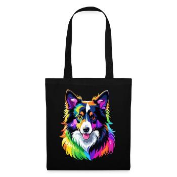 Dog Border Collie rainbow colorful cool cute - Tote Bag - black - Front