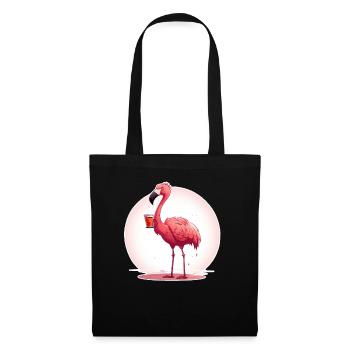 Flamingo drinks coffee - Tote Bag - black - Front