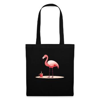 Flamingo drinks coffee - Tote Bag - black - Front