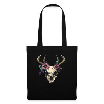Wendigo Blumen Schädel Wild - Stoffbeutel - Schwarz - Vorne