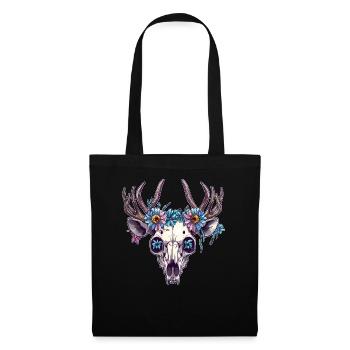 Wendigo Blumen Schädel Wild - Stoffbeutel - Schwarz - Vorne