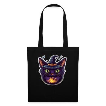 Cat Cauldron Cat Witch Halloween - Tote Bag - black - Front