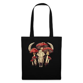 Skull Mushrooms Nature Motif - Tote Bag - black - Front