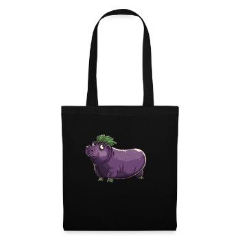 Hippopotame aubergine drôle de motif animal et végétal - Sac en tissu - noir - Devant