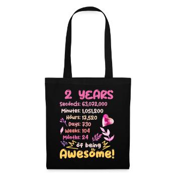 2 ans ! Cadeau d’anniversaire pour les 2 ans - Sac en tissu - noir - Devant