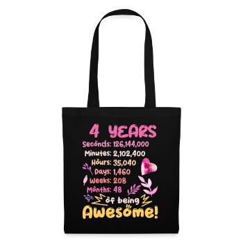 4 years old! Birthday gift for 4th birthday - Tote Bag - black - Front