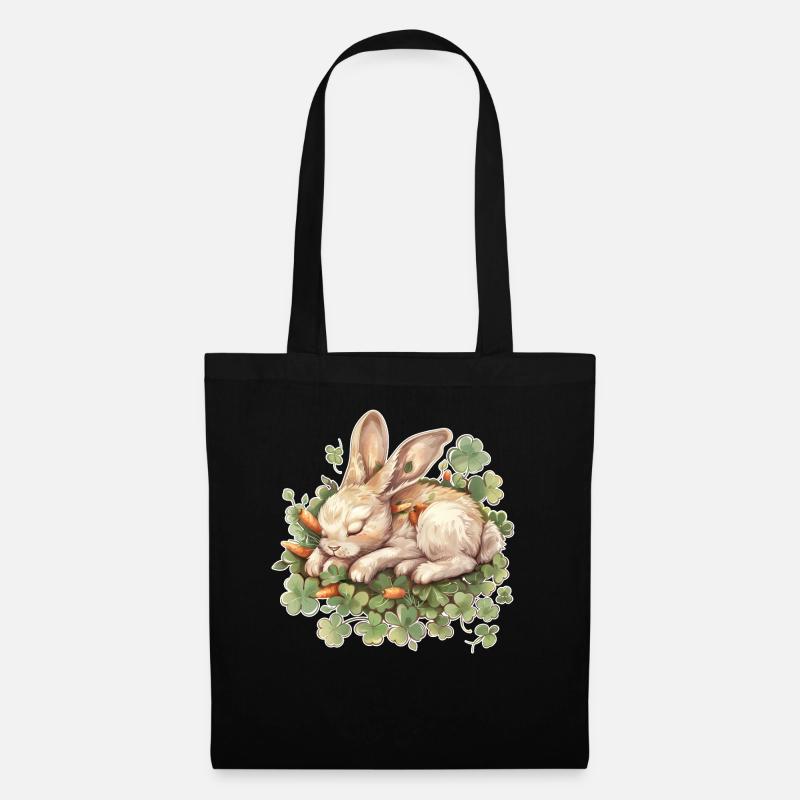 Schlafender Hase Ostern - Stoffbeutel - Schwarz
