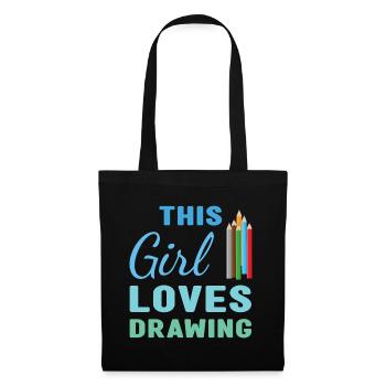 Tiroir Cette fille aime dessiner - Sac en tissu - noir - Devant
