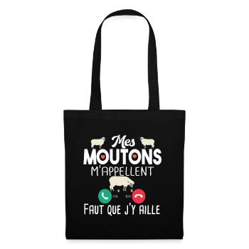 Mouton Brebis Agneau Ferme Cadeau Citations Humour - Sac en tissu - noir - Devant