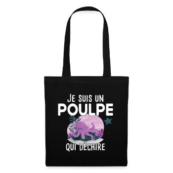 Poulpe mer crustacé touriste cadeau humour - Sac en tissu - noir - Devant