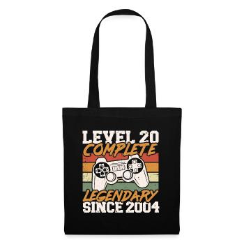 20. Geburtstag Level 20 Complete Jahrgang 2004 - Stoffbeutel - Schwarz - Vorne