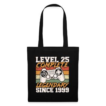 25th Birthday Level 25 Complete Vintage 1999 - Tote Bag - black - Front