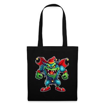 Ugly Christmas Monster with Santa Hat - Tote Bag - black - Front