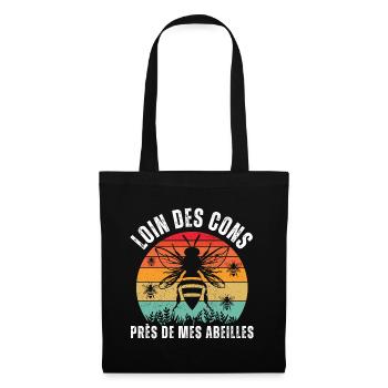 Loin des cons près de mes abeilles apiculteur - Sac en tissu - noir - Devant