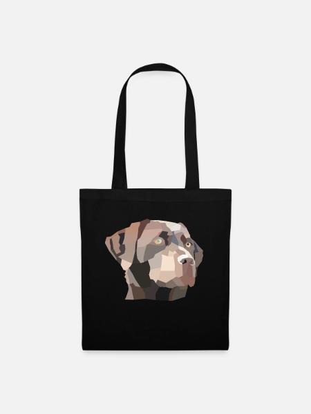 Labrador Kopf Braun Low Poly Mosaik - Stoffbeutel - Schwarz