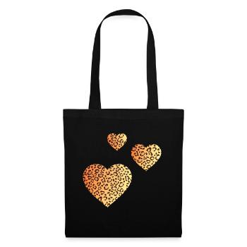coeurs panthère - Sac en tissu - noir - Devant