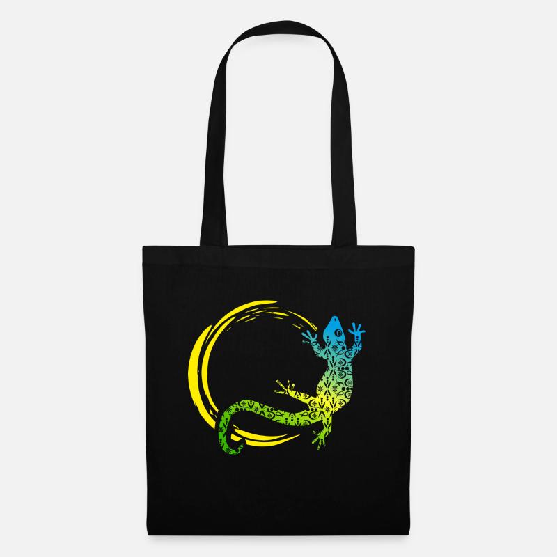 Design Gecko Echse Sonne - Stoffbeutel - Schwarz