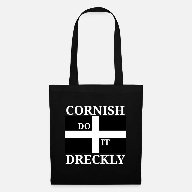 Cornish Dreckly White - Tote Bag - black