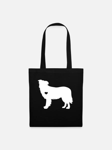 Border Collie Hütehund Schäfer Herzschlag Geschenk - Stoffbeutel - Schwarz