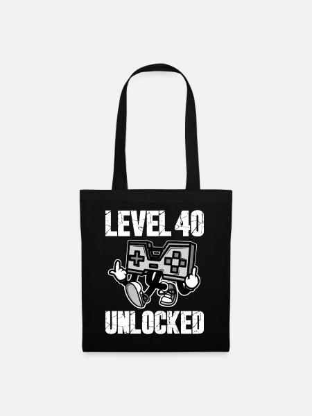 40 Geburtstag Level 40 Unlocked Jubiläum 40 Jahre - Stoffbeutel - Schwarz