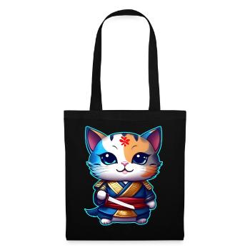 Cute samurai cat - Tote Bag - black - Front