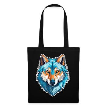 Wolf Kostüm blauer Wolfskopf Werwolf und - Stoffbeutel - Schwarz - Vorne
