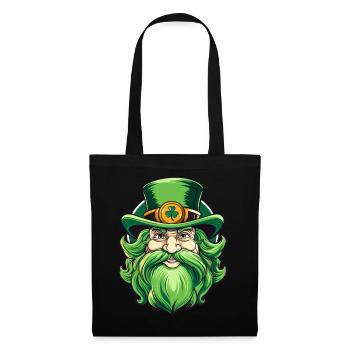 Leprechaun de la Saint-Patrick avec chapeau haut de forme - Sac en tissu - noir - Devant