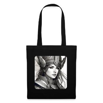Fantasy Anime Fille Viking Germanique Trigues Moyen Âge - Sac en tissu - noir - Devant