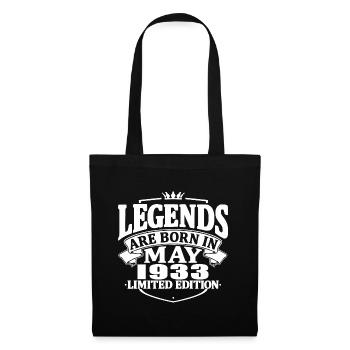 les légendes sont nées en mai 1933 - 90 ans - Sac en tissu - noir - Devant
