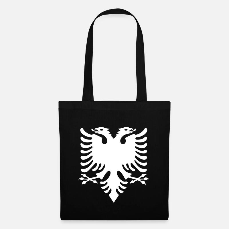 white Albanian eagle Albanian Double Eagle - Tote Bag - black