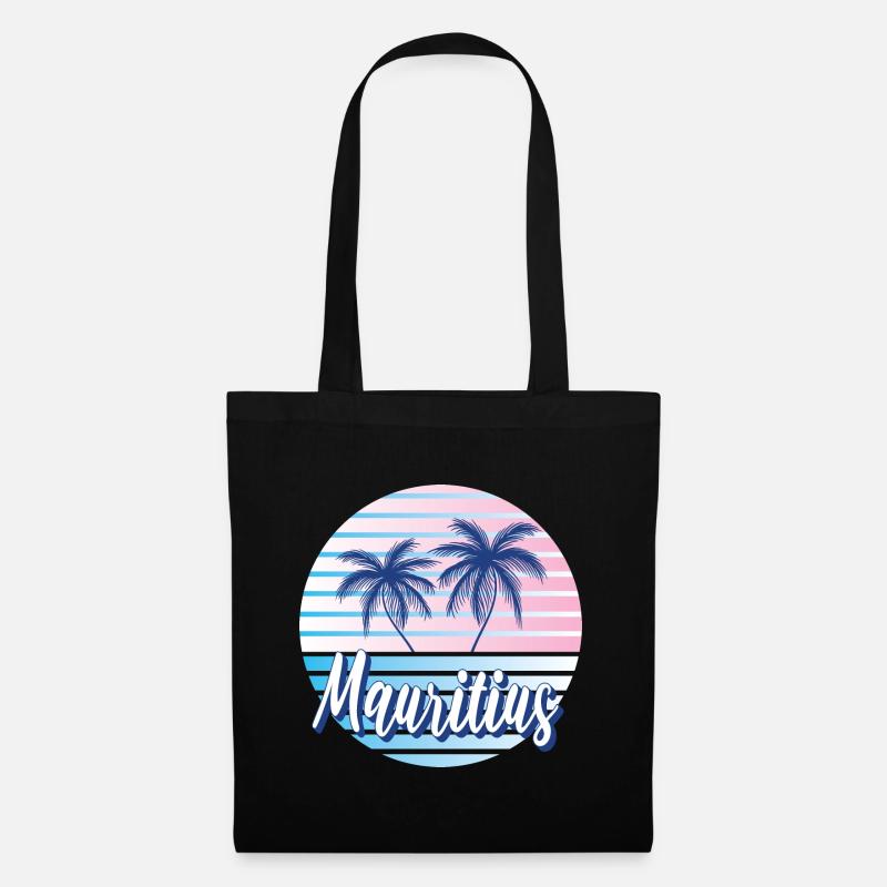 Mauritius bunte Retro Sommer Strand Design - Stoffbeutel - Schwarz