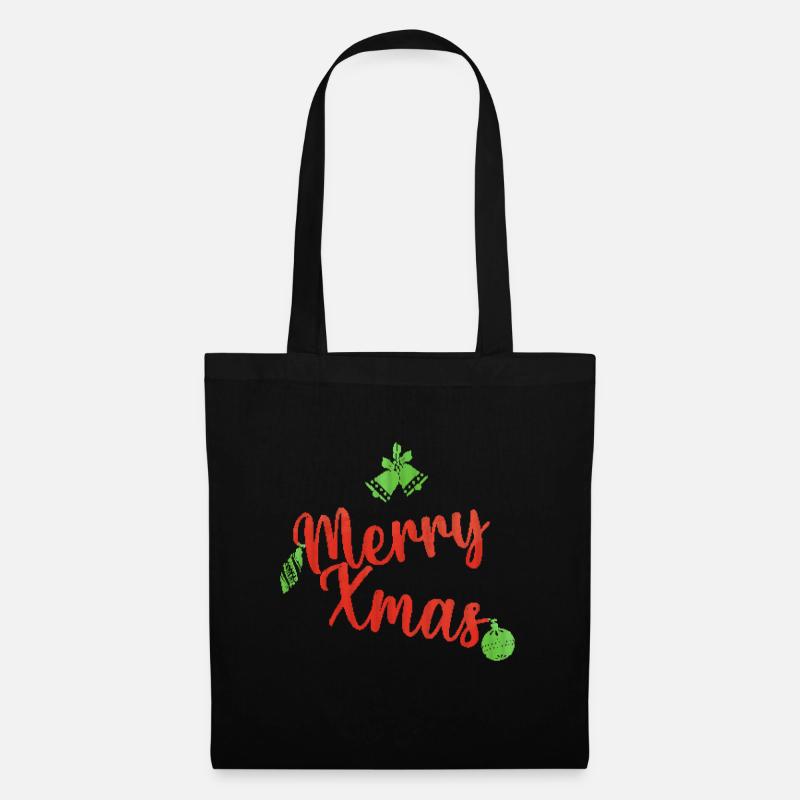 Fröhlicher Weihnachtspullover grün und rot - Stoffbeutel - Schwarz